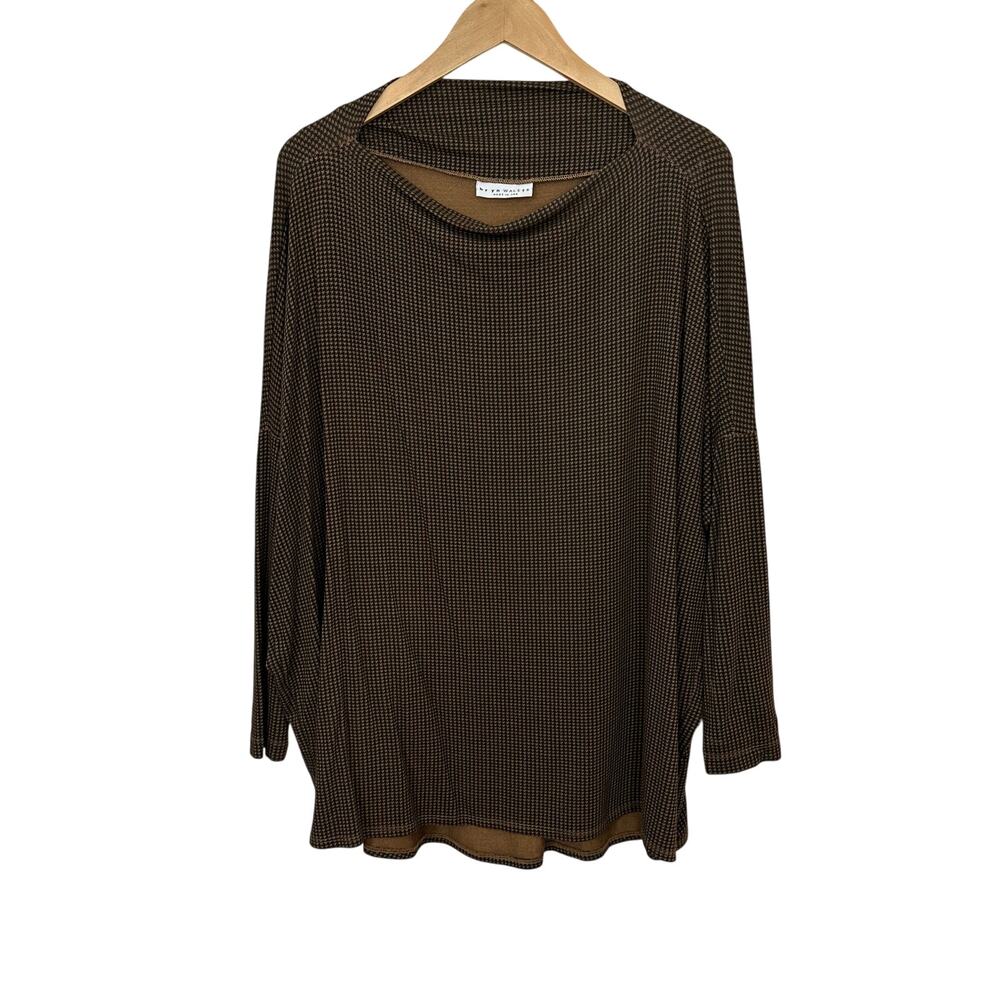 Bryn Walker Tunic‎ Top Womens Medium Dimitri Brown Black Houndstooth Lagenlook
